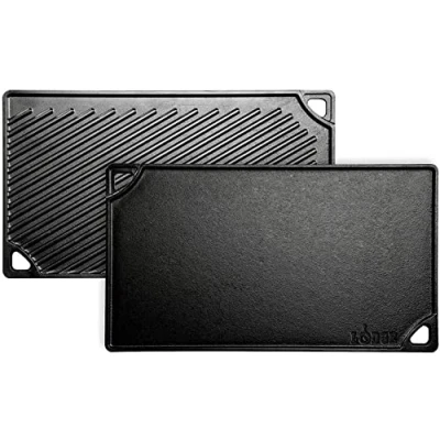 Image of Lodge LDP3 42.55 x 24.13 cm / 16.75 9.5 inch Pre Seasoned Cast Iron Rectangular Reversible Grill Griddle, Black