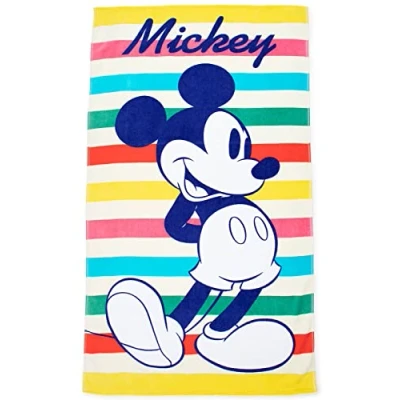 Image of Jay Franco Disney Mickey Mouse Cute Stripes 86cm x 162cm 100% Large Cotton Beach Towel