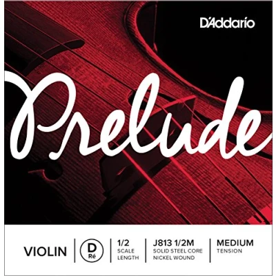 Image of D’Addario Prelude Violin Single String, D 1/2 Scale, Medium Tension J813 1/2M Solid Steel Core, Warm Tone, Economical and Durable Educator’s Choice for Student Strings 1 String