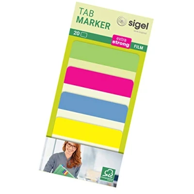 Image of SIGEL HN204 Tab Marker Modern, extra strong, 4 x 5 sheets, lemon/Pink/Blue/Yellow