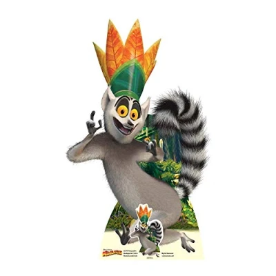 Image of Star Cutouts SC970 King Julien Cartoon Animated Ring Tailed Lemur with Eyes Cut out, Grey/Yellow