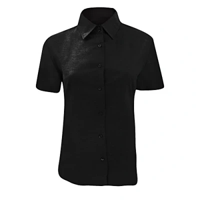 Image of Russell Athletic Collection Ladies/Womens Short Sleeve Easy Care Oxford Shirt (Black) Size 5XL