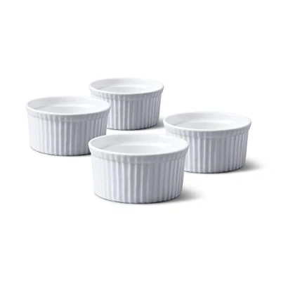 Image of WM Bartleet &amp; Sons 1750 TSET40 Set of 4 Traditional Porcelain Ramekins 8.5cm Diameter White