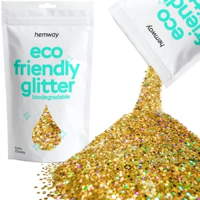 Image of Biodegradable Glitter Gold Holographic Eco Friendly Plant Based Bio Extra Chunky for Face Body Hair Craft Resin Festival Makeup Eyeshadow 100g / 3.5oz