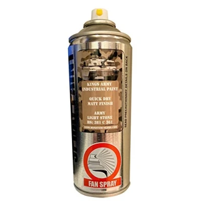 Image of Kings Army Light Stone Colour Bs 381c361 Acrylic Military Matt Spray Paint 400ml Vehicle Paint, Airsoft, Paintball, Rc Model Fishing, Wargames Miniature Modelling