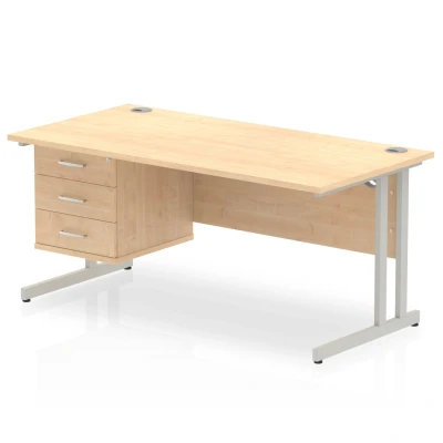 Image of Impulse 1600 Rectangle Silver Cant Leg Desk Maple 1 x 3 MI002441