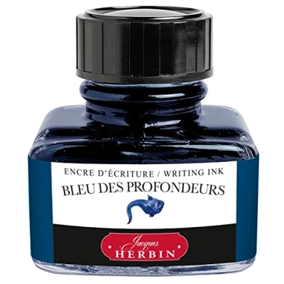 Image of Jacques Herbin 13018T 30ml Bottle of Ink for Fountain Pens and Rollerball Bleu des Profondeurs