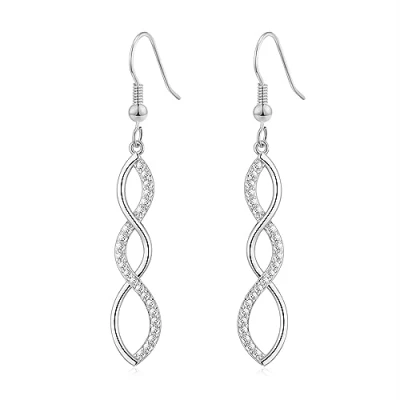 Image of Philip Jones Silver Plated Twist Drop Earrings Created with Zircondia® Crystals