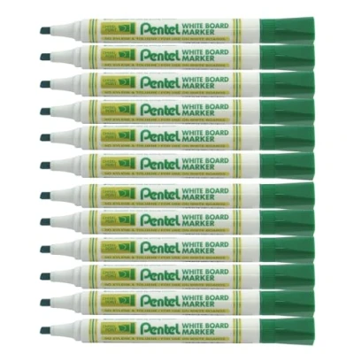 Image of Pentel Everyday DryWipe Marker Chisel Tip Line Width 4.5mm 1.8mm Green (Pack of 12)