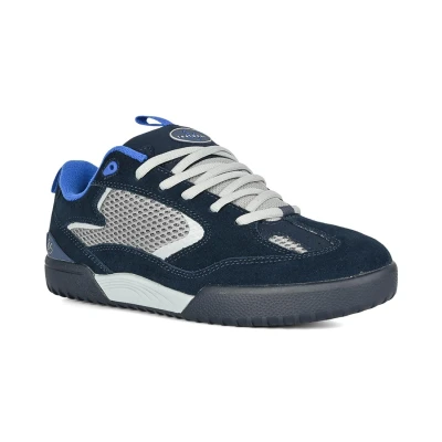 Image of és Quattro Unisex Trainers, Size: 7.5, Navy/grey/royal Leather and textile