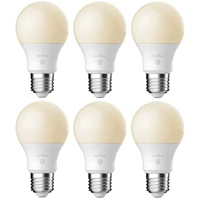 Image of Nordlux Smart GLS Frosted LED Light Bulb, Dimmable, E27, 8.5W, 900 Lumens, Tuneable White 2200K 6500K, Alexa and Google 6 Pack
