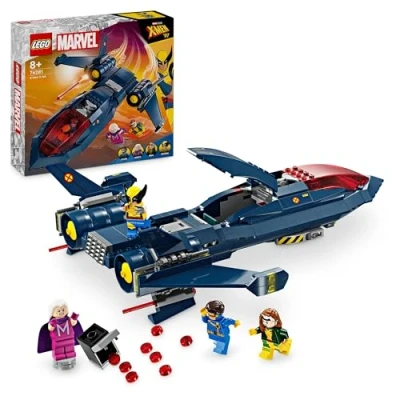 Image of LEGO Marvel X Men Jet Buildable Toy Plane for Kids, Boys &amp; Girls, Airplane Model Building Kit with Wolverine, Cyclops, Rogue and Magneto Super Hero Minifigures, Birthday Gift Idea 76281