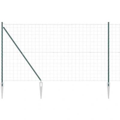 Image of vidaXL Euro Fence with 7 Spike Posts 1.6x10 m Galvanised Steel Green