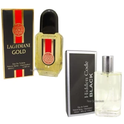 Image of Modaleo Men’s aftershave Eau De Toilette Spray for him Men Perfume 100ml (1x Laghmani Gold 1x Hidden Code Black Toilette)