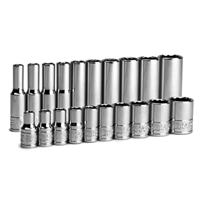 Image of Capri Tools 1/4 in. Drive 12 Point Shallow and Deep Socket Set, SAE, 3/16 to 9/16 in, 20 Piece