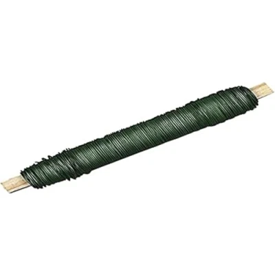 Image of Rayher Hobby 2425513 Flower Wire on Wooden Wrap, Dark Green, 0.50 mm Diameter, 100 g Spool (approx. 35 m), Flexible, Stable and Versatile, Can be Used as Binding Wire, Plant Craft