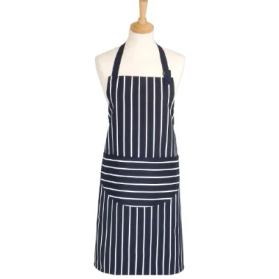 Image of Dexam Rushbrookes Classic Butchers Stripe Adult Apron Navy