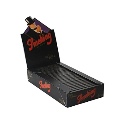 Image of Smoking 1 box Black DeLuxe Medium size 1/4 rolling paper = 1250 papers