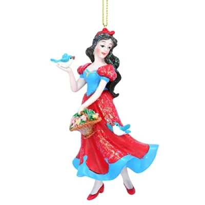 Image of Gisela Graham Resin Snow White Hanging Christmas Decoration 10cm