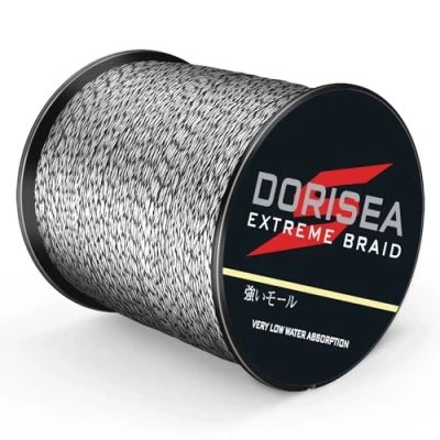 Image of Dorisea Extreme Braid 100% Pe 300m/328Yards Braided Fishing Line 6 550Lb Test Wire String Abrasion Resistant Incredible Superline Zero Stretch Small Diameter (Black&amp;White, 8lb/0.12mm)