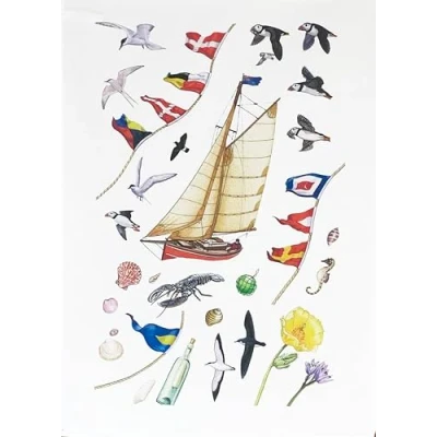 Image of Half a Donkey Sailing Large Cotton Tea Towel