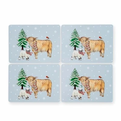 Image of Cooksmart Pack Of 4 Christmas Table Place Mats For With British Designs All Types Kitchens On The Farm