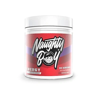 Image of Naughty Boy High Energy Pre Workout Powder with Beta Alanine, Citrulline &amp; Caffeine Supplements for Men Women Clinically Dosed Drink 390g/30 Servings (Tropical Punch)