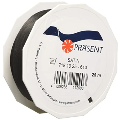 Image of C.E. Pattberg SATIN black gift ribbon, 27 yards for Wrapping Gifts, 0.39 inches width, Ribbon Decorating &amp; Crafting, Decorative every occasion