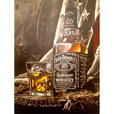 Image of DIY Diamond Art Kits Whisky B 5D Full Drill Painting for Adults/Kids Crystal Rhinestone Embroidery Cross Stitch Perfect Craft Home Wall Decor Round 25x30cm