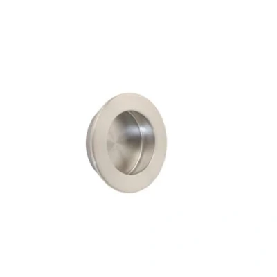 Image of VIBE Circular 50mm Recessed Flush Pull Sliding Door Handle in Satin Stainless Steel