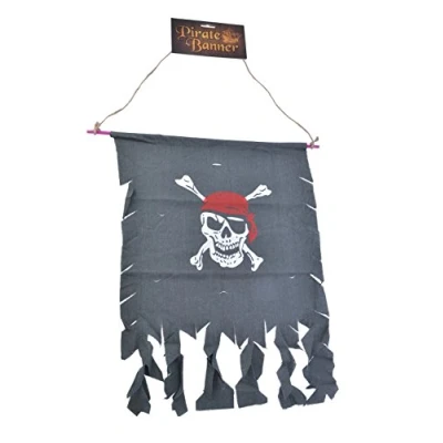 Image of Bristol Novelty PG063 Pirate Banner Pack of 1, Black/White/Red, One Size