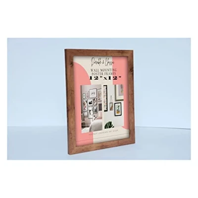 Image of Deals on deal Modern Wooden Picture Frame Photo Wall Art Poster Frames With Clear Perspex Safety Glass to Hang Portrait or Landscape (12&quot;x12&quot; (30.5 x 30.5cm), RUSTIC)