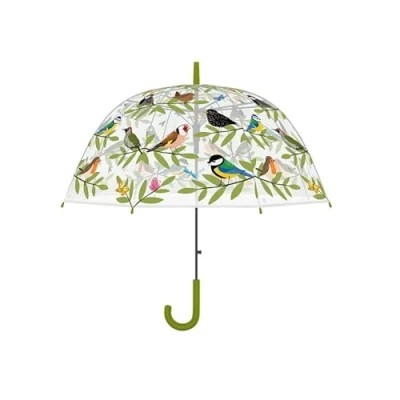 Image of Esschert Transparent umbrella bird design., White.