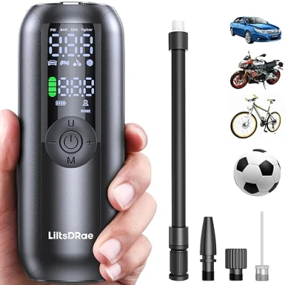 Image of Electric Bike Tire Pump with Gauge, Inflator Portable Air Compressor, for Car Tires, Compressor Car, Motorcycle, Bicycle, Ball