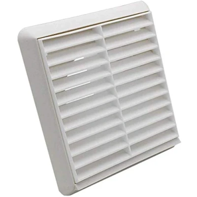 Image of White Fixed Louvered Wall Vent Grille 100mm / 4&quot; Spigot External Exterior Ducting Air Round Flyscreen