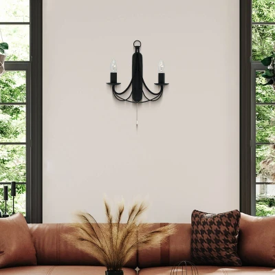 Image of Searchlight Maypole wall light, 2 bulb, black