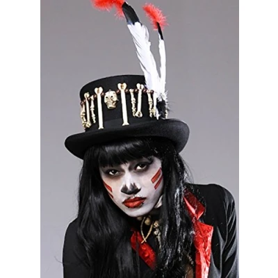 Image of Bristol Novelty Adult Voodoo Witch Doctor Top Hat with Red Feathers