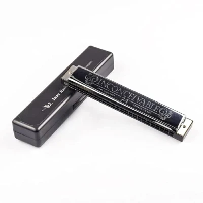 Image of SWAN 24 Hole Polyphonic Harmonica C key Harmony Octave Tuned Mouth Organ Harp is Suitable for Beginners, Students, Children, Professional Players, and Adults (with Case)