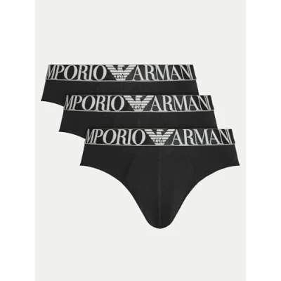 Image of Emporio Armani Men&#039;s Shiny Logoband 3 Pack Brief, Nero/Nero/Nero, S