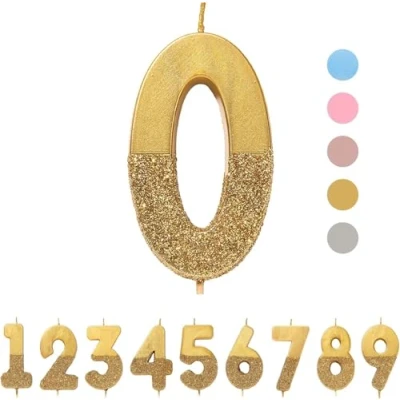 Image of TalkingTables0 Birthday CandleCake TopperSingleGold Glitter