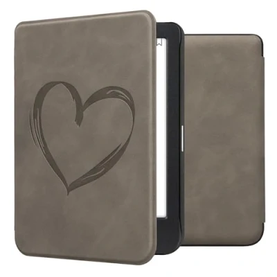 Image of kwmobile Cover Compatible with Kobo Clara BW/Colour eReader Case Brushed Heart Grey