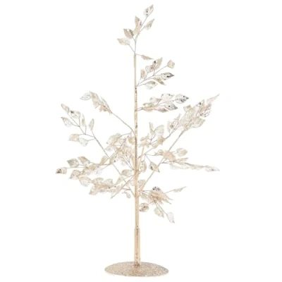 Image of Shudehill Giftware Shimmer Leaves Christmas Tree Standing Sparkly Ornament Silver or Gold, 35cm 45cm Sizes (Gold, 35cm)