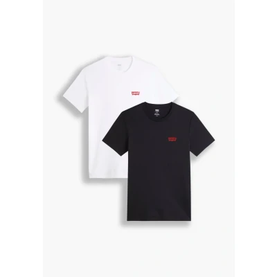 Image of Levi&#039;s Crewneck Graphic 2 PACK Basic Tshirt, Men&#039;s, Size: Small, White/caviar