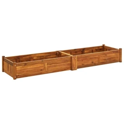 Image of vidaXL Garden Raised Bed in Acacia Wood Spacious Rectangular Outdoor Planter Trendy Design for Patios, Balconies, Decks and Gardens