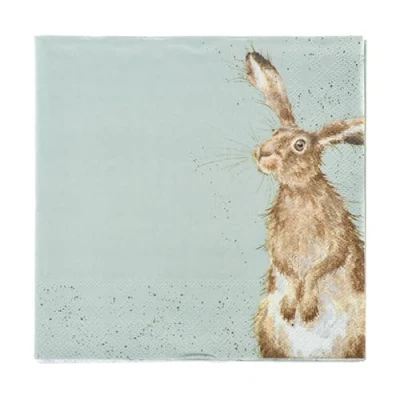 Image of Wrendale Designs Pack of 20 Lunch Size &#039;The Hare and The Bee&#039; Napkins