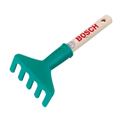 Image of Theo Klein 2788 Bosch hand rake, short I Robust children&#039;s rake Stable wooden handle Dimensions: 17.5 cm x 8.5 4 Toys for children aged 3 and over