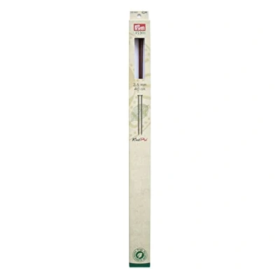 Image of Prym 40 cm x 2.50 mm Single Pointed Knitting Pins with Knob, Natural