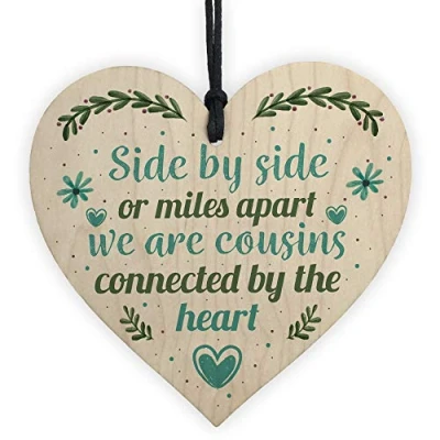 Image of RED OCEAN Cousin Birthday Gift Wooden Heart Chic Plaque Keepsake Family Friend Thank You Love For Her