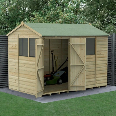 Image of 10&#039; x 6&#039; Forest Beckwood 25yr Guarantee Shiplap Pressure Treated Double Door Reverse Apex Wooden Shed (3.01m 1.99m)