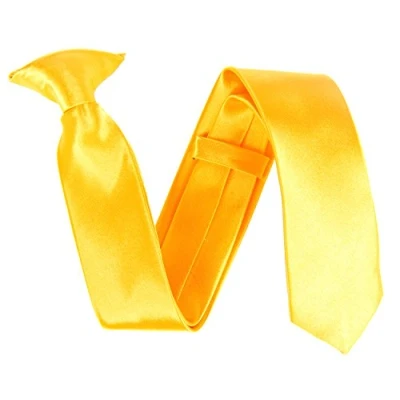 Image of Slim 2&quot; Satin Solid Colour Plain Safety Clip On Tie (Marigold)